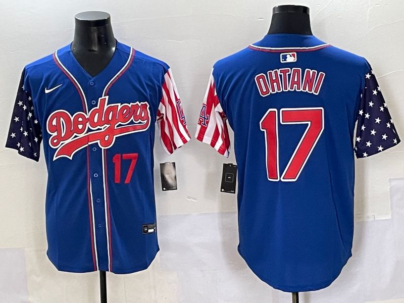 Men 2025 Los Angeles Dodgers #17 Ohtani Blue a generation of national flags Joint Name Nike MLB Jersey style 6